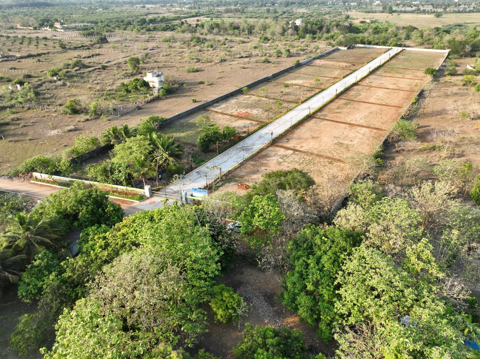 Aerial view of Mannvaasam Farms plotted land